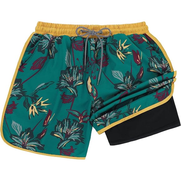 Swim Trunks Quick Dry Bathing Suit for Men with Compression Liner - Picture 4 of 4